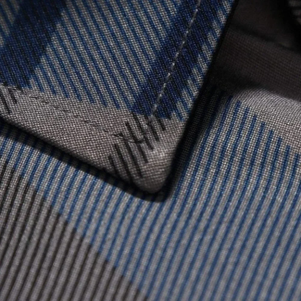 Business Casual Blue Men's Plaid Print Shirt - Picture 9 of 9